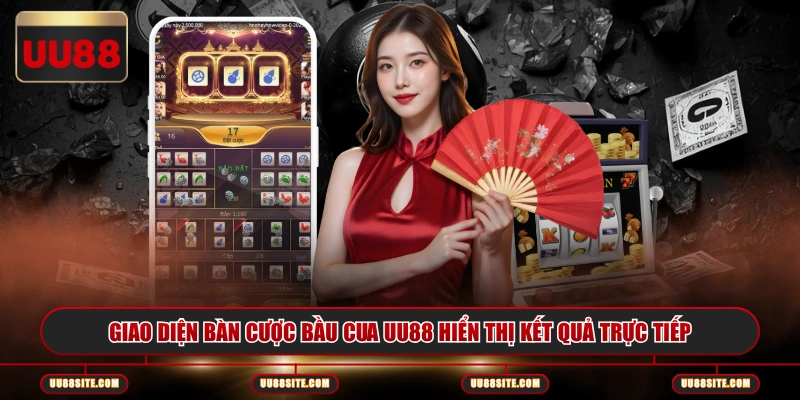 Giao diện bàn cược bầu cua UU88 hiển thị kết quả trực tiếp